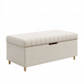Banc coffre 120 x 45 x 48 cm en tissu beige avec rangement style contemporain
