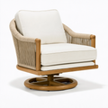 Fauteuil pivotant 78 x 82 x 90 cm en bois naturel et corde beige pour intérieur