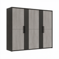 Armoire 250 x 60 x 210 cm en panneaux de particules gris/noir à 4 portes style contemporain