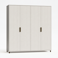 Armoire 180 x 60 x 200 cm en panneaux de bois blanc pour rangement à 4 portes style contemporain